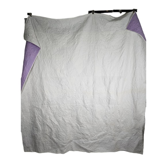 Handmade Embroidered Quilt Pink White Starburst 76" by 74" Full Size Vtg - Picture 3 of 13